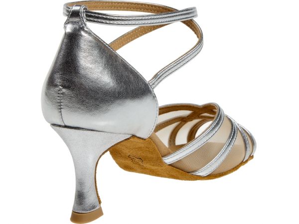 These silver dancing shoes have a 6.5cm high flare heel.